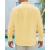 J.VER Men’s Linen Shirts Casual Button Down Long Sleeve Shirt Solid Spread Collar Summer Beach Shirts with Pocket(Light Yellow)