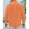 J.VER Men’s Linen Shirts Casual Button Down Long Sleeve Shirt Solid Spread Collar Summer Beach Shirts with Pocket(Orange)