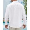 J.VER Men’s Linen Shirts Casual Button Down Long Sleeve Shirt Solid Spread Collar Summer Beach Shirts with Pocket(White)