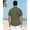 J.VER Men’s Linen Shirts Casual Short Sleeve Button Down Shirt Beach Vacation Cruise Summer Wedding Cotton Tops(Army Green)