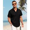 J.VER Men’s Linen Shirts Casual Short Sleeve Button Down Shirt Beach Vacation Cruise Summer Wedding Cotton Tops(Black)
