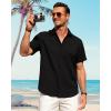 J.VER Men’s Linen Shirts Casual Short Sleeve Button Down Shirt Beach Vacation Cruise Summer Wedding Cotton Tops(Black)