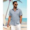 J.VER Men’s Linen Shirts Casual Short Sleeve Button Down Shirt Beach Vacation Cruise Summer Wedding Cotton Tops(Blue)