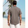 J.VER Men’s Linen Shirts Casual Short Sleeve Button Down Shirt Beach Vacation Cruise Summer Wedding Cotton Tops(Brown)