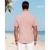 J.VER Men’s Linen Shirts Casual Short Sleeve Button Down Shirt Beach Vacation Cruise Summer Wedding Cotton Tops(Coral)