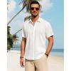 J.VER Men’s Linen Shirts Casual Short Sleeve Button Down Shirt Beach Vacation Cruise Summer Wedding Cotton Tops(Cream White)