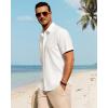 J.VER Men’s Linen Shirts Casual Short Sleeve Button Down Shirt Beach Vacation Cruise Summer Wedding Cotton Tops(Cream White)