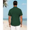 J.VER Men’s Linen Shirts Casual Short Sleeve Button Down Shirt Beach Vacation Cruise Summer Wedding Cotton Tops(Dark Green)