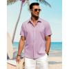 J.VER Men’s Linen Shirts Casual Short Sleeve Button Down Shirt Beach Vacation Cruise Summer Wedding Cotton Tops(Dark Purple)