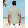 J.VER Men’s Linen Shirts Casual Short Sleeve Button Down Shirt Beach Vacation Cruise Summer Wedding Cotton Tops(Green)