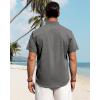 J.VER Men’s Linen Shirts Casual Short Sleeve Button Down Shirt Beach Vacation Cruise Summer Wedding Cotton Tops(Grey)