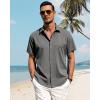 J.VER Men’s Linen Shirts Casual Short Sleeve Button Down Shirt Beach Vacation Cruise Summer Wedding Cotton Tops(Grey)