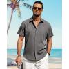 J.VER Men’s Linen Shirts Casual Short Sleeve Button Down Shirt Beach Vacation Cruise Summer Wedding Cotton Tops(Grey)