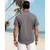 J.VER Men’s Linen Shirts Casual Short Sleeve Button Down Shirt Beach Vacation Cruise Summer Wedding Cotton Tops(Grey Blue)