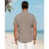 J.VER Men’s Linen Shirts Casual Short Sleeve Button Down Shirt Beach Vacation Cruise Summer Wedding Cotton Tops(Khaki)