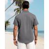 J.VER Men’s Linen Shirts Casual Short Sleeve Button Down Shirt Beach Vacation Cruise Summer Wedding Cotton Tops(Light Grey)