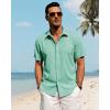 J.VER Men’s Linen Shirts Casual Short Sleeve Button Down Shirt Beach Vacation Cruise Summer Wedding Cotton Tops(Mint Green)