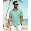 J.VER Men’s Linen Shirts Casual Short Sleeve Button Down Shirt Beach Vacation Cruise Summer Wedding Cotton Tops(Mint Green)