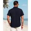 J.VER Men’s Linen Shirts Casual Short Sleeve Button Down Shirt Beach Vacation Cruise Summer Wedding Cotton Tops(Navy)