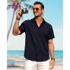 J.VER Men’s Linen Shirts Casual Short Sleeve Button Down Shirt Beach Vacation Cruise Summer Wedding Cotton Tops(Navy)