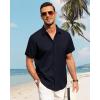 J.VER Men’s Linen Shirts Casual Short Sleeve Button Down Shirt Beach Vacation Cruise Summer Wedding Cotton Tops(Navy)