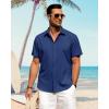 J.VER Men’s Linen Shirts Casual Short Sleeve Button Down Shirt Beach Vacation Cruise Summer Wedding Cotton Tops(Royal Blue)