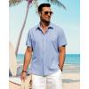J.VER Men’s Linen Shirts Casual Short Sleeve Button Down Shirt Beach Vacation Cruise Summer Wedding Cotton Tops(Sky Blue)