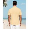 J.VER Men’s Linen Shirts Casual Short Sleeve Button Down Shirt Beach Vacation Cruise Summer Wedding Cotton Tops(Yellow)