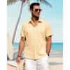 J.VER Men’s Linen Shirts Casual Short Sleeve Button Down Shirt Beach Vacation Cruise Summer Wedding Cotton Tops(Yellow)