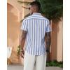 J.VER Men’s Linen Shirts Short Sleeve Casual Striped Button Down Shirt for Summer Beach Yoga