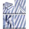 J.VER Men’s Linen Shirts Short Sleeve Casual Striped Button Down Shirt for Summer Beach Yoga