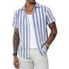 J.VER Men’s Linen Shirts Short Sleeve Casual Striped Button Down Shirt for Summer Beach Yoga