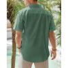 J.VER Men’s Linen Short Sleeve Shirts Cotton Casual Lightweight Button Down Shirt Beach Vacation Summer Tops with Pocket(Army Green)