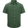 J.VER Men’s Linen Short Sleeve Shirts Cotton Casual Lightweight Button Down Shirt Beach Vacation Summer Tops with Pocket(Army Green)