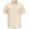 J.VER Men’s Linen Short Sleeve Shirts Cotton Casual Lightweight Button Down Shirt Beach Vacation Summer Tops with Pocket(Beige)