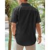 J.VER Men’s Linen Short Sleeve Shirts Cotton Casual Lightweight Button Down Shirt Beach Vacation Summer Tops with Pocket(Black)