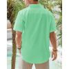 J.VER Men’s Linen Short Sleeve Shirts Cotton Casual Lightweight Button Down Shirt Beach Vacation Summer Tops with Pocket(Bright Green)