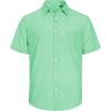 J.VER Men’s Linen Short Sleeve Shirts Cotton Casual Lightweight Button Down Shirt Beach Vacation Summer Tops with Pocket(Bright Green)