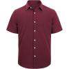J.VER Men’s Linen Short Sleeve Shirts Cotton Casual Lightweight Button Down Shirt Beach Vacation Summer Tops with Pocket(Burgundy)