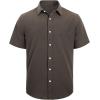 J.VER Men’s Linen Short Sleeve Shirts Cotton Casual Lightweight Button Down Shirt Beach Vacation Summer Tops with Pocket(Coffee)