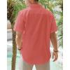 J.VER Men’s Linen Short Sleeve Shirts Cotton Casual Lightweight Button Down Shirt Beach Vacation Summer Tops with Pocket(Coral)