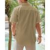 J.VER Men’s Linen Short Sleeve Shirts Cotton Casual Lightweight Button Down Shirt Beach Vacation Summer Tops with Pocket(Dark Khaki)