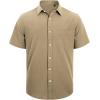 J.VER Men’s Linen Short Sleeve Shirts Cotton Casual Lightweight Button Down Shirt Beach Vacation Summer Tops with Pocket(Dark Khaki)