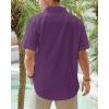 J.VER Men’s Linen Short Sleeve Shirts Cotton Casual Lightweight Button Down Shirt Beach Vacation Summer Tops with Pocket(Dark Purple)