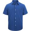 J.VER Men’s Linen Short Sleeve Shirts Cotton Casual Lightweight Button Down Shirt Beach Vacation Summer Tops with Pocket(Denim Blue)