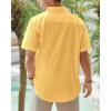 J.VER Men’s Linen Short Sleeve Shirts Cotton Casual Lightweight Button Down Shirt Beach Vacation Summer Tops with Pocket(Lemon Yellow)