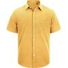 J.VER Men’s Linen Short Sleeve Shirts Cotton Casual Lightweight Button Down Shirt Beach Vacation Summer Tops with Pocket(Lemon Yellow)