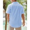 J.VER Men’s Linen Short Sleeve Shirts Cotton Casual Lightweight Button Down Shirt Beach Vacation Summer Tops with Pocket(Light Blue)