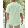J.VER Men’s Linen Short Sleeve Shirts Cotton Casual Lightweight Button Down Shirt Beach Vacation Summer Tops with Pocket(Light Green)