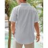 J.VER Men’s Linen Short Sleeve Shirts Cotton Casual Lightweight Button Down Shirt Beach Vacation Summer Tops with Pocket(Light Grey)